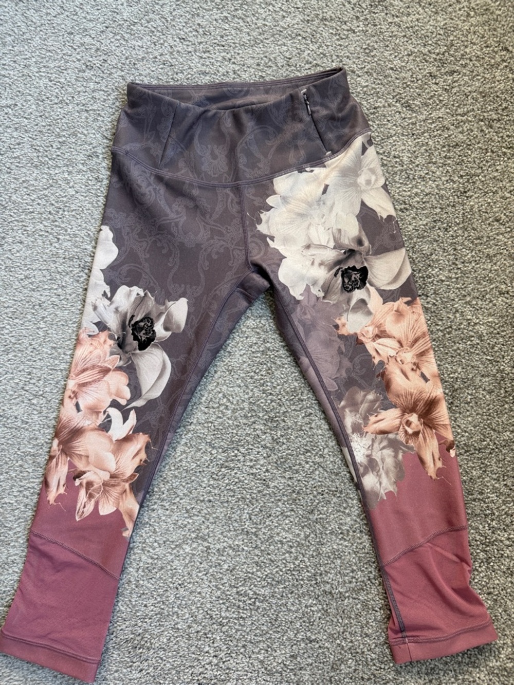 CALIA by Carrie Underwood Mauve and Gray Floral Performance Leggings